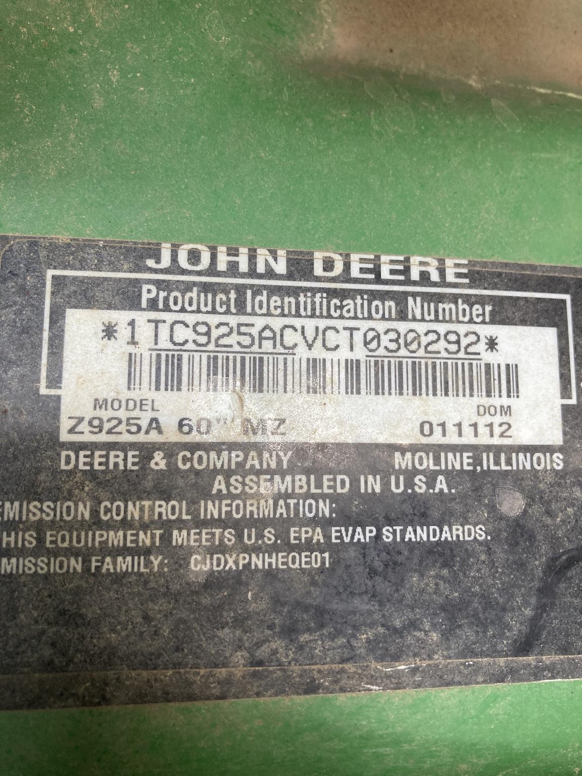 2012 John Deere Z925A Image